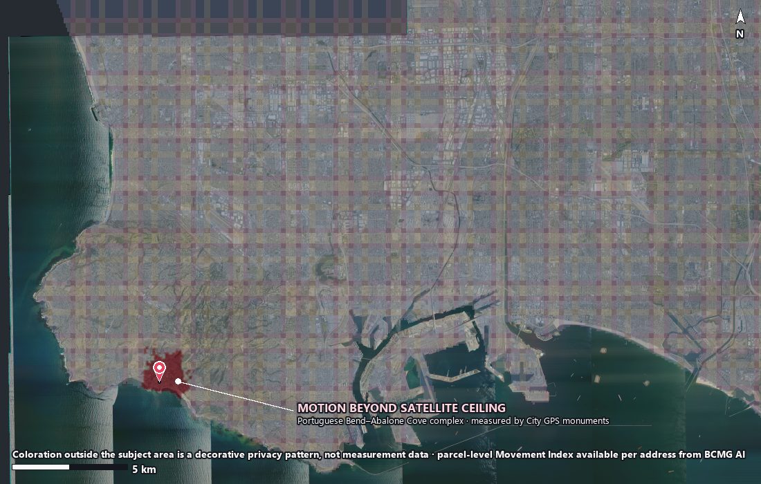 BCMG Movement Index peninsula overview -- Palos Verdes, ALOS-2 InSAR