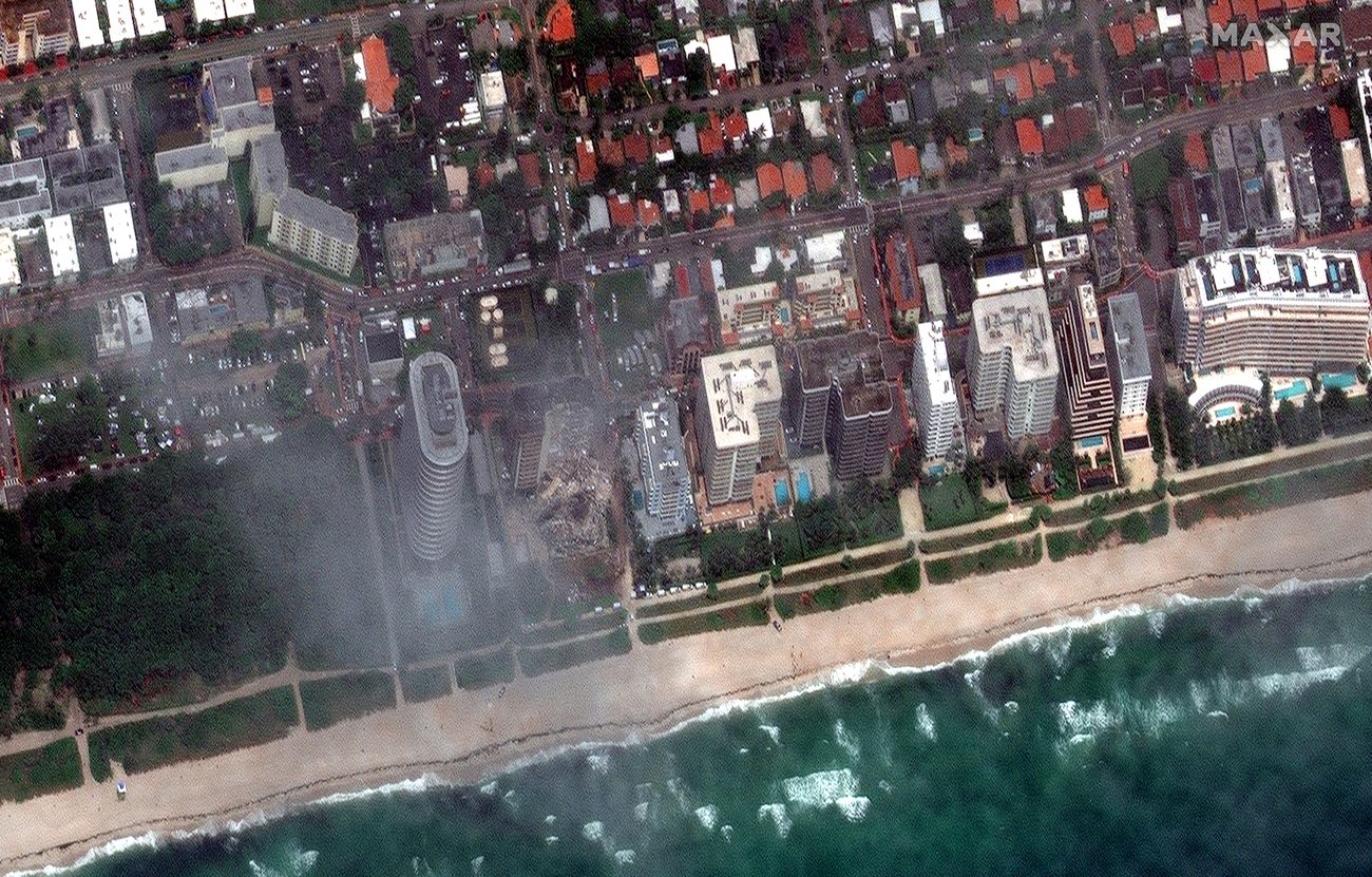 Maxar satellite image after the June 2021 collapse showing the debris field